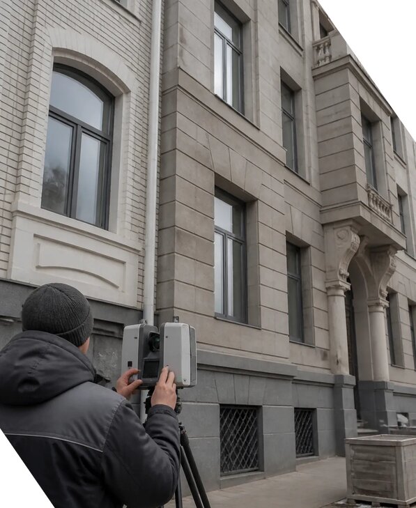 Лазерное сканирование фасадов зданий для обследования в Карпинске